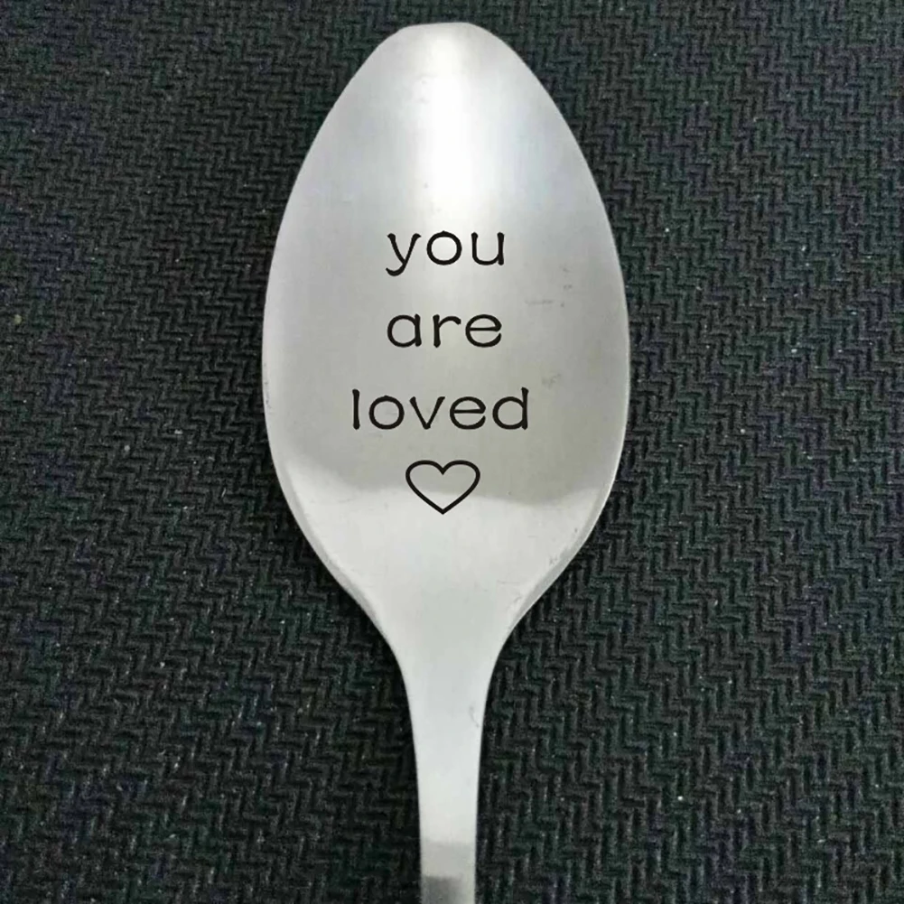 You Are Loved Spoon Long Handle Coffee Ice Cream Cereal Tableware Couple Gift | Дом и сад