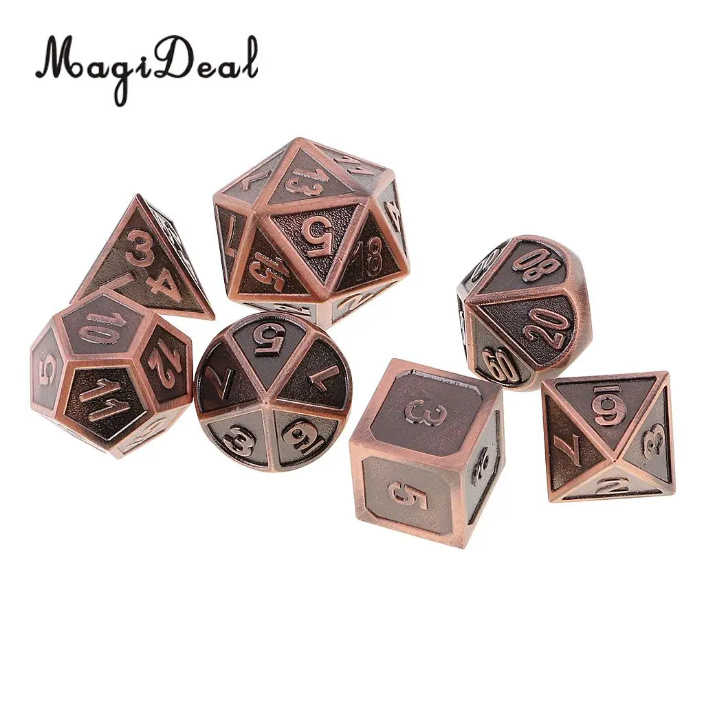 MagiDeal High Qaulity цинковый сплав мульти сторонний кубики 7 игральные кости набор для D &