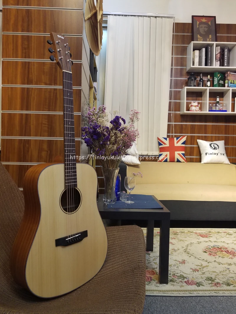 Finlay 41 &quotАкустическая гитара твердая ель/Корпус из красного дерева гитары Китай с