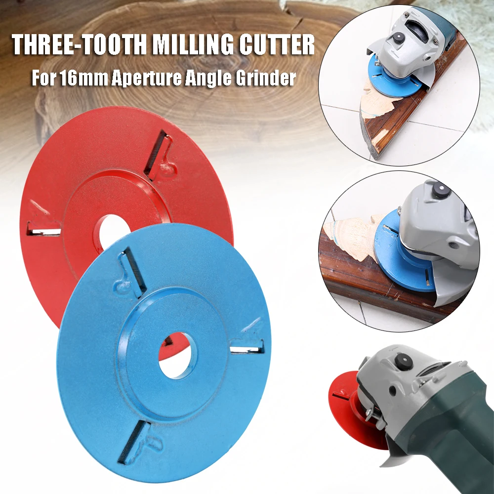 

Handle Milling Cutter Three Teeth Woodworking Tea Tray Digging Wood Carving Disc Tool for 16mm Aperture Angle Grinder