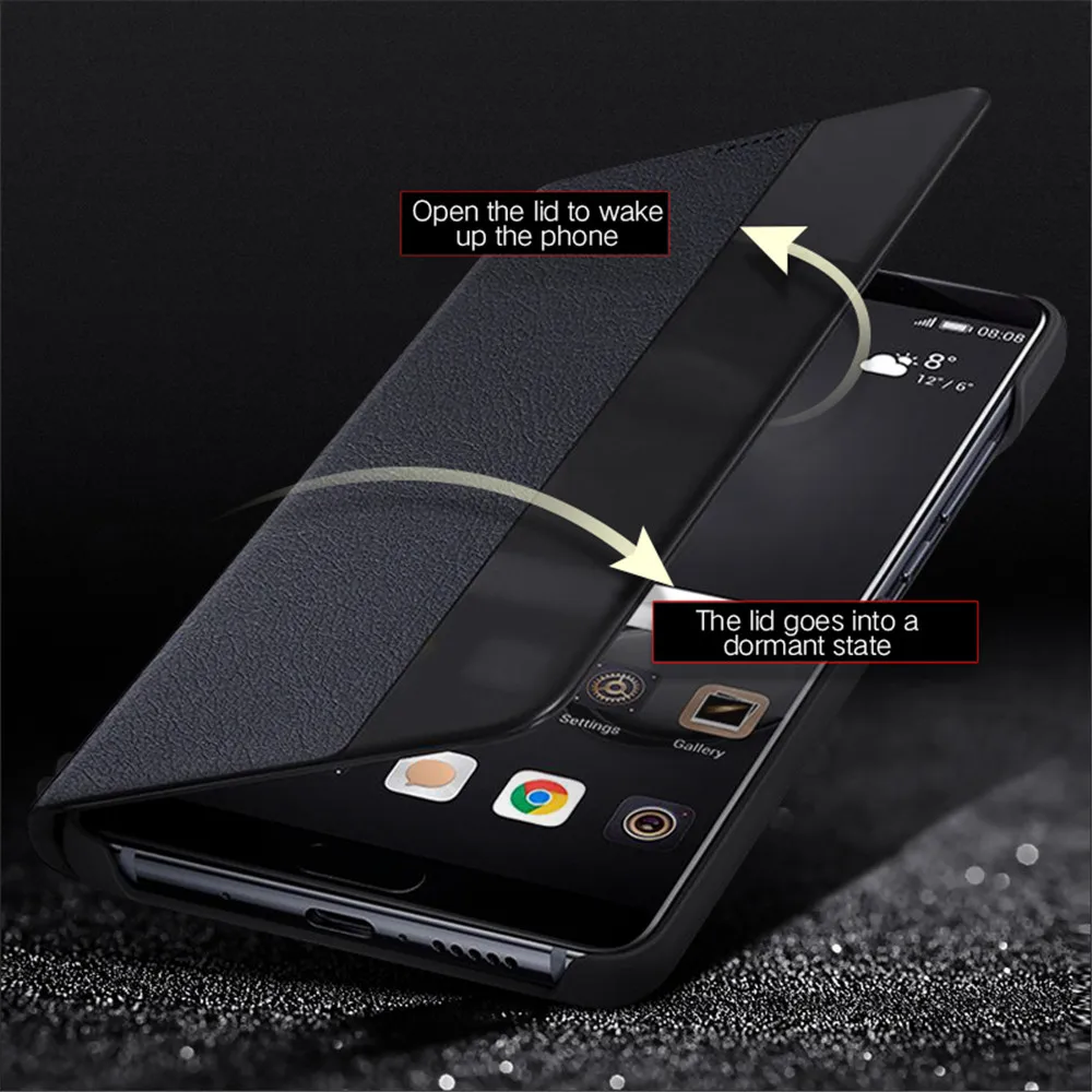 Официальный HUAWEI mate 10 Pro Флип кожаный чехол 100% оригинал умный вид сенсорный