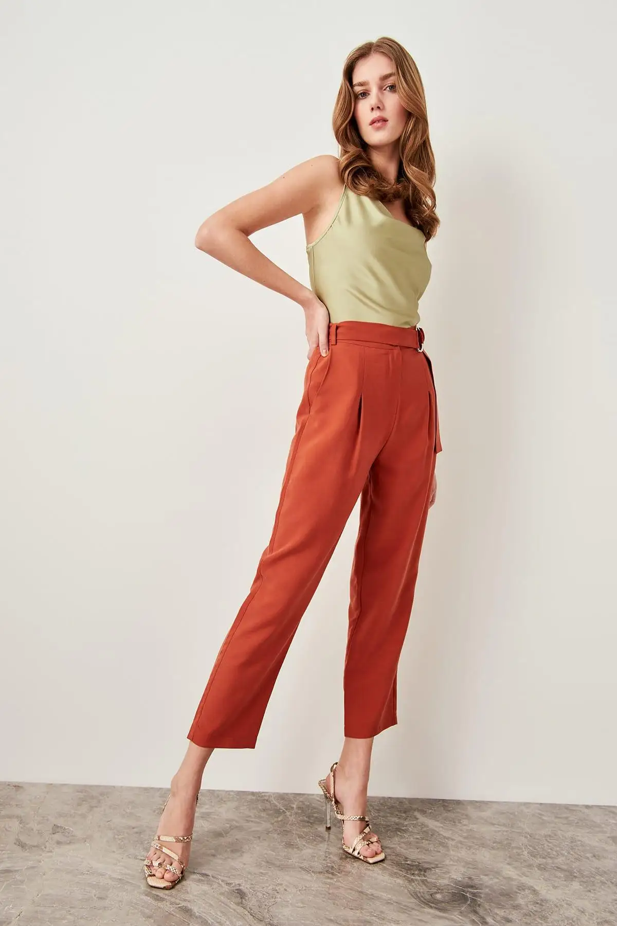 Trendyolmililla арочная черепица лиоцелл брюки TWOSS19ST0053