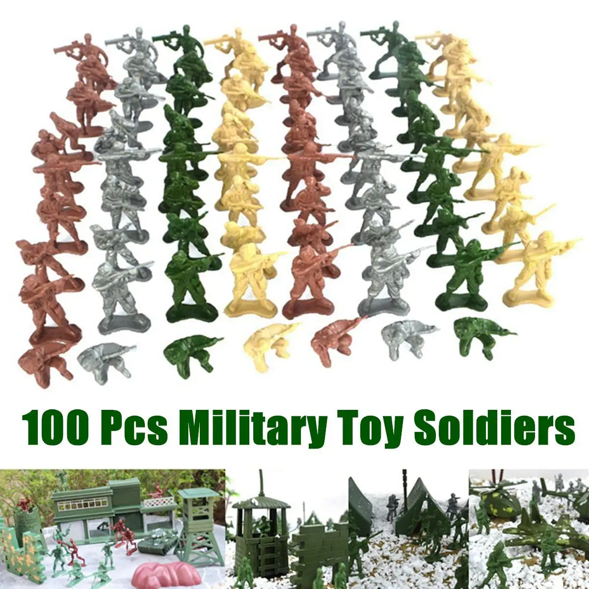 

100Pcs/Set Plastic Military Toy s Model Toys Kit Army Men Figures Action Toy Figures Accessories Children Gifts