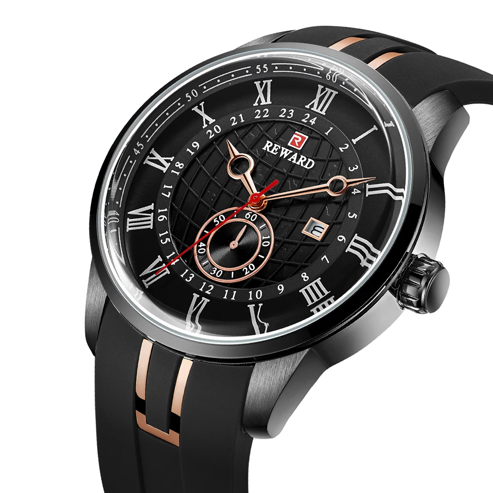 REWARD Luxury Brand Fashion Men's Watch Quartz Wrist Men Waterproof Military Clock Male Silicone Strap Relogio Masculino | Наручные