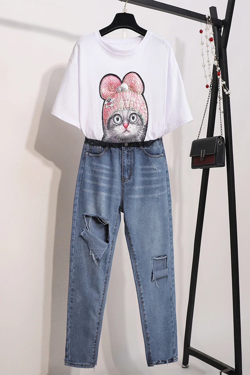 Женский комплект 2 шт. повседневное блёстки футболки брюки для девочек костюмы с