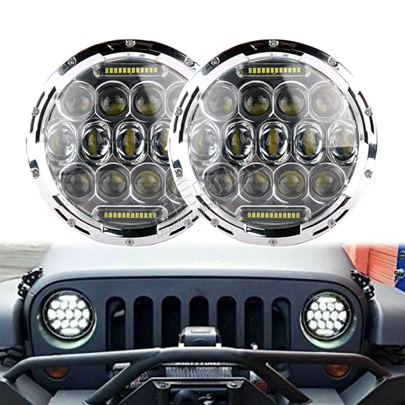free 2x 75W offroad headlight 7 inch led headlamp H4 H13 car truck kit parts for motorcycle JK Rover defender | Автомобили и