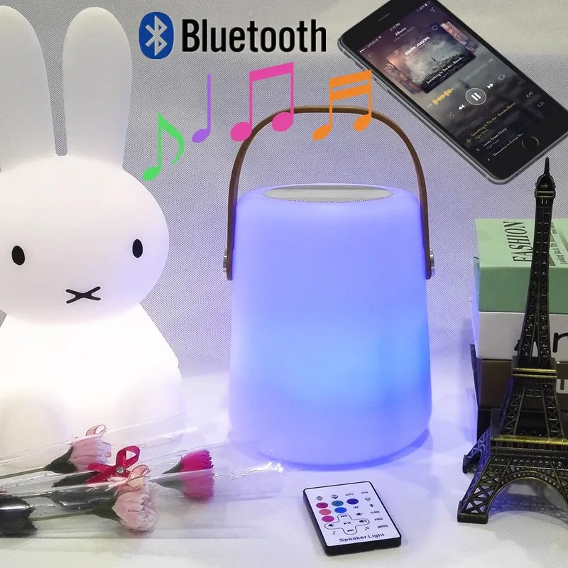 Светодиодный Bluetooth Динамик лампа Перезаряжаемые дистанционного Управление