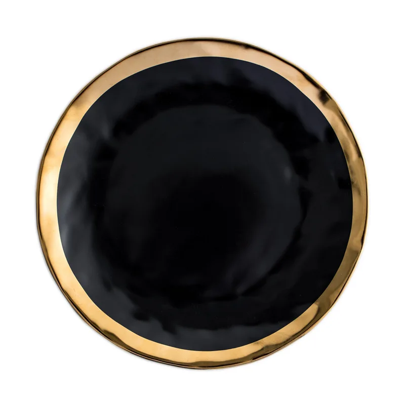 8 дюймов 10 Золотая керамическая тарелка белая черная набор посуды фарфоровые