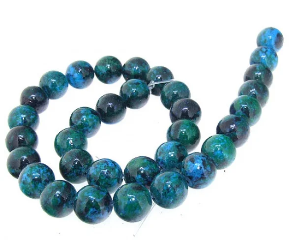 Красивые 12 мм синие зеленые бусины из хризоколлы 30 шт свободные много|loose beads|beads