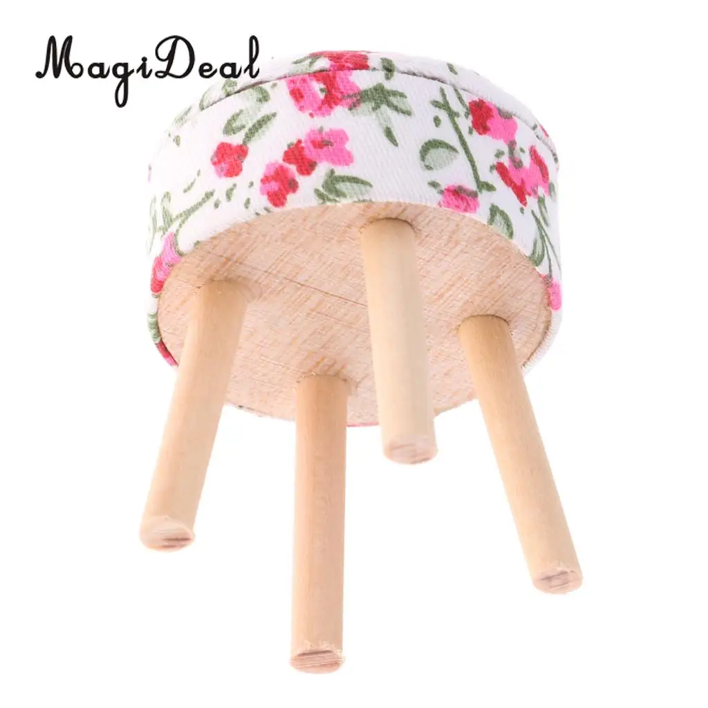 MagiDeal масштаб 1/12 миниатюрная мебель для кукольного домика круглый цветочный стул