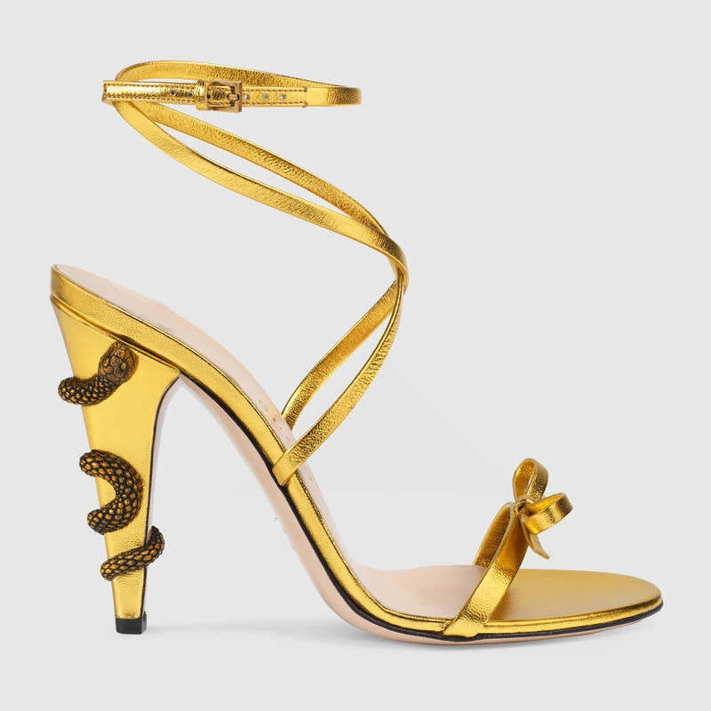 Metallic Gold Leather Sandals Snake Coiled Ankle Strappy Gradiator Shoes Women Summer Celebrity | Обувь