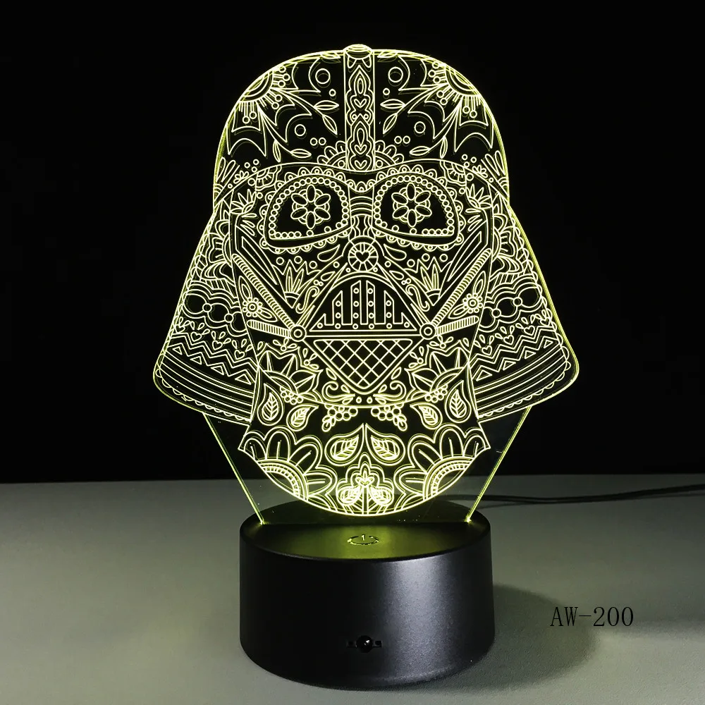 С изображением из Звездных Войн рисунок с Дартом Вейдером 3D Led 7 цветов спальный