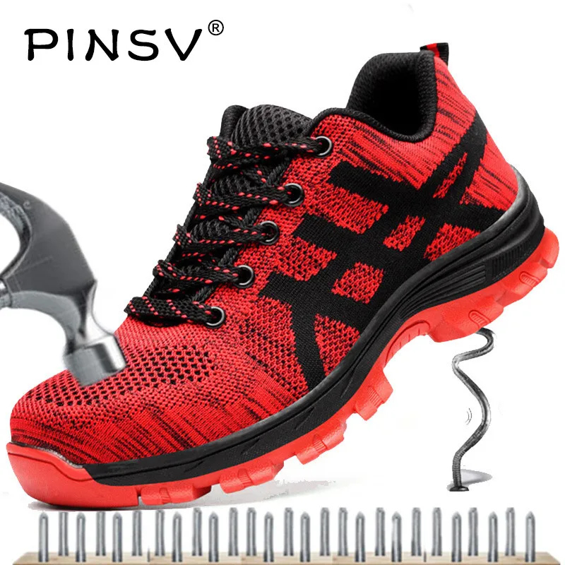 Steel Toe Cap Safety Work Boots Men Shoes Unisex Air Mesh Plus Size 35-46 PINSV | Обувь