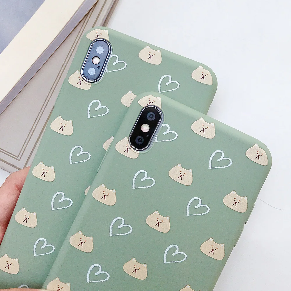 JONSNOW Matte Case for iPhone 7 8 Plus 6S 6P Soft Silicone XR X XS Max Love Heart Pattern Back Cover Capa Fundas |