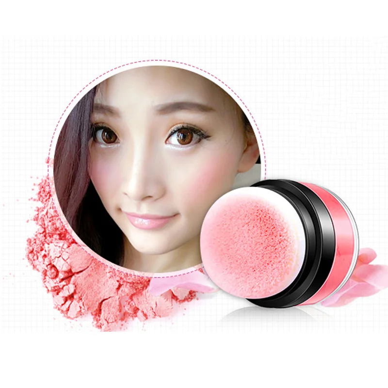 1x Женская мода мягкий натуральные румяна порошок глянцевый шикарный макияж