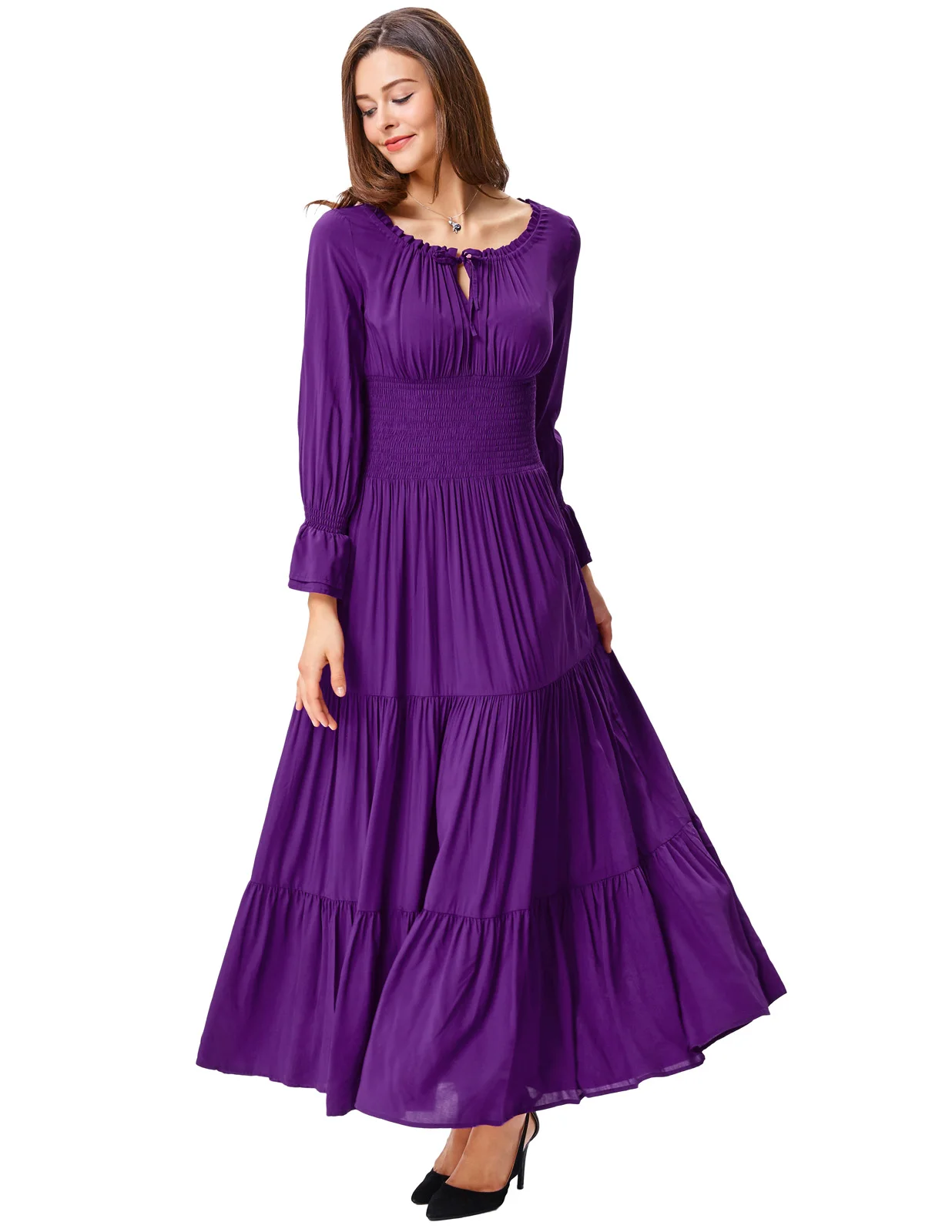 Ретро винтажное удобное хлопковое Летнее Платье макси с длинными