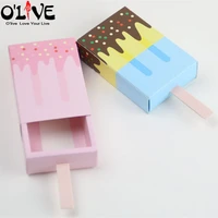 50pcs cute ice cream shape gift box candy baby shower birthday party favors boxes drawer popsicle baptism sugar box paper d3