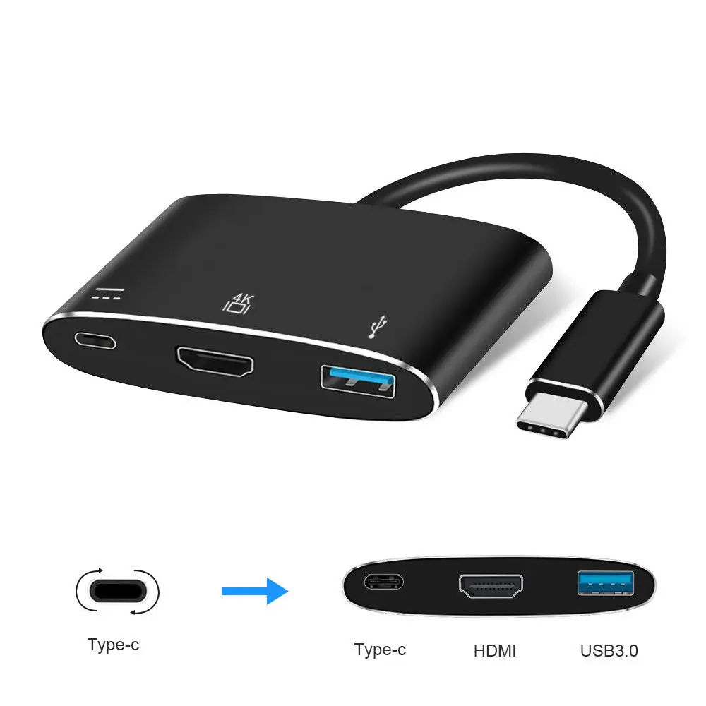 3 в 1 type C к HDMI USB 0/USB 4K кабель адаптер для samsung Galaxy S9 Mac nintendo SWITCH|Кабели передачи