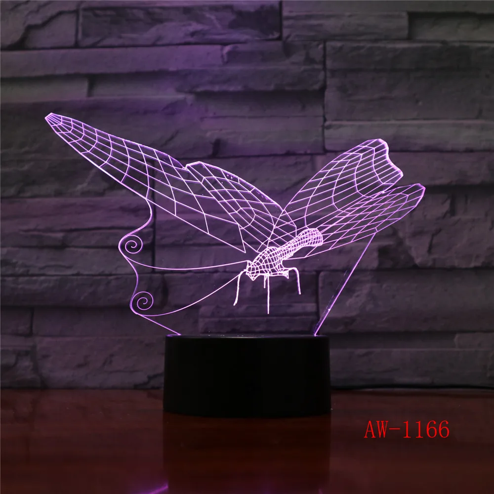 Бабочка LED 3D свет ночник настольная лампа 7 цветов Изменение фонарик USB RGB