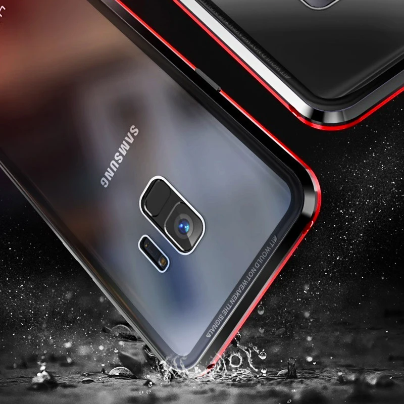 KSELF Металла Магнитный чехол для Samsung S9 S8 Plus Note 9 + закаленное Стекло назад магнит
