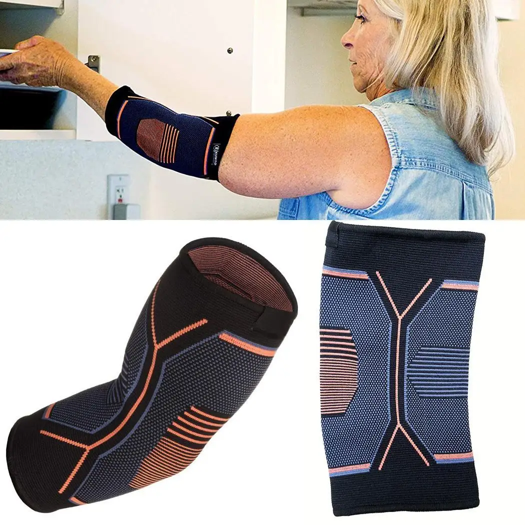 Черный Гольф фитнес оранжевый рукав теннис Tendonitis Brace унисекс поддержка локоть