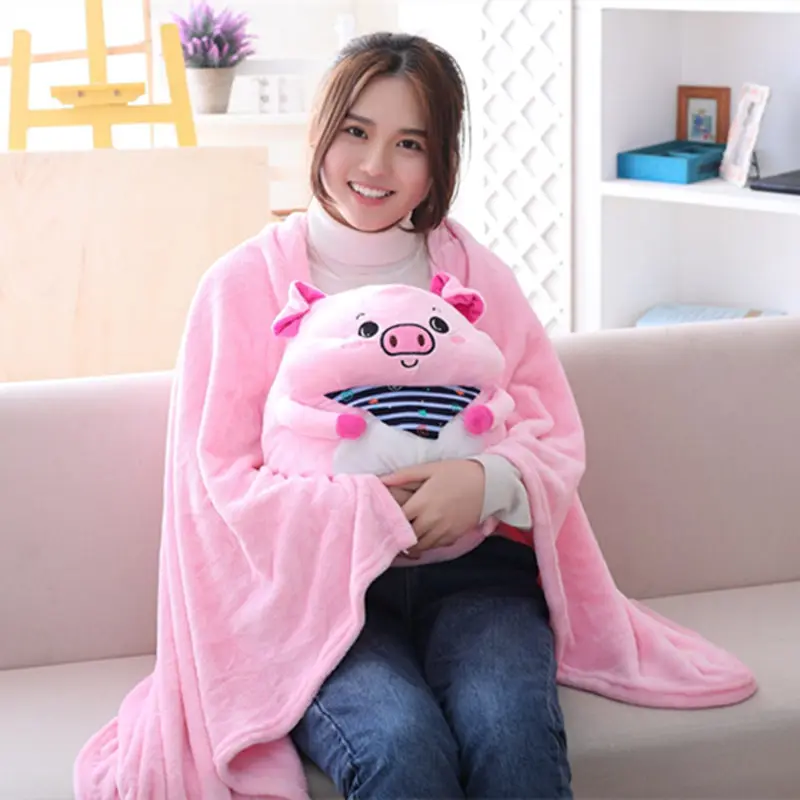 1 шт. 40 см Kawaii плюшевая свинья кошка Подушка подушка с набивкой игрушки одеяло 2 в