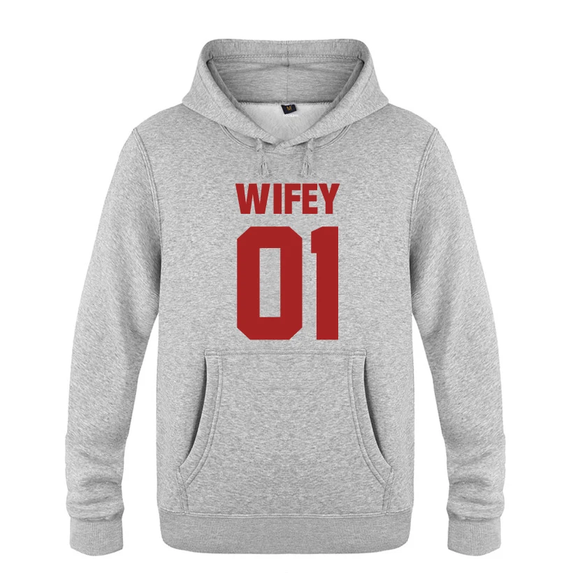 

Wifey 01 Party Gift Sweatshirts Men 2018 Mens Hooded Fleece Pullover Hoodies