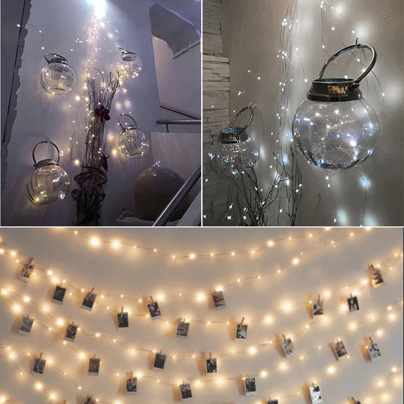 Мульти 50 LED на батарейках 5 м светодиодные гирлянды Рождественские огни Крытый