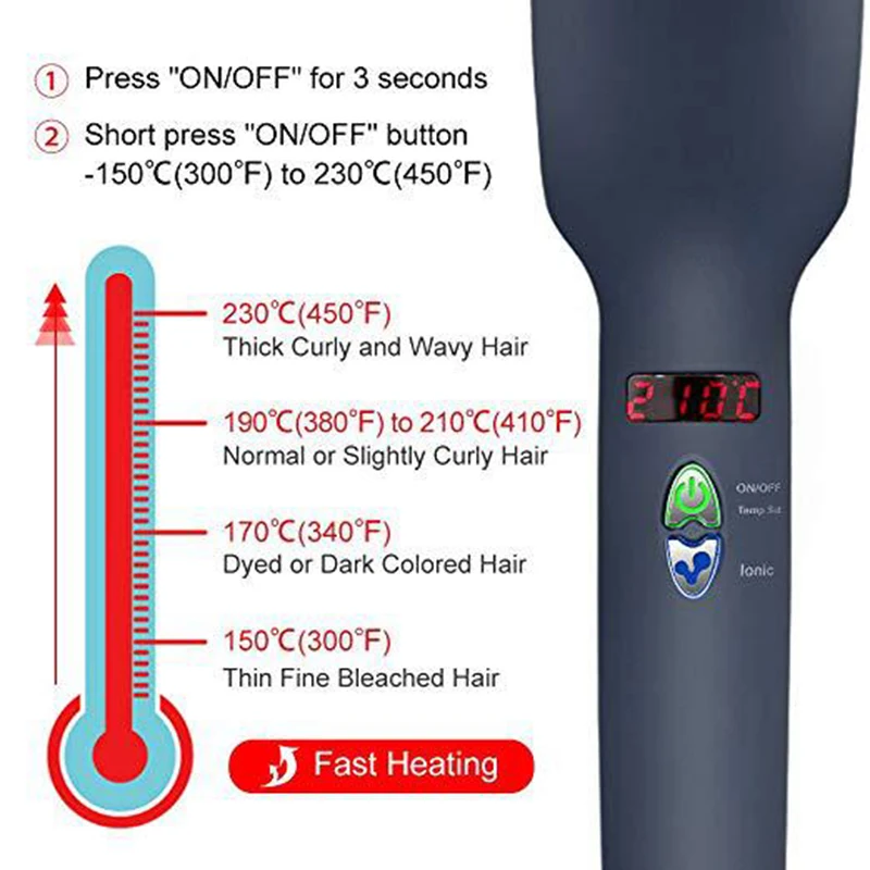 EAS-выпрямитель для волос щетка Электрический паровой спрей ЖК-дисплей быстрый