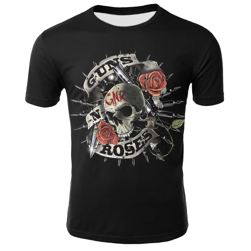 YELITE Gun and rose tshirt Men's T-shirt Short Sleeve tees top Tshirt 3d Print T shirt Summer 2019 Newest Skull shirts | Мужская