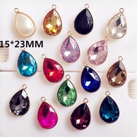 metal rhinestone charms colorful water drop crystal pendants for jewelry making diy earrings necklace jewelry accessories