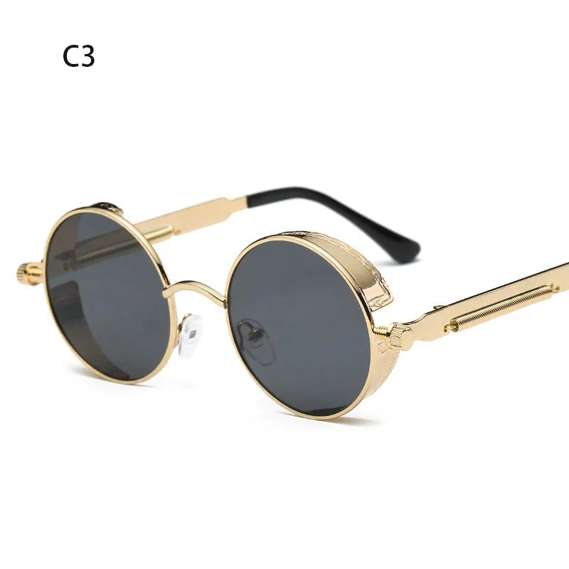 

Q Brand Designer Polarized Spring Mirror Legs Steampunk Round Retro Gothic Goggles Sunglasses