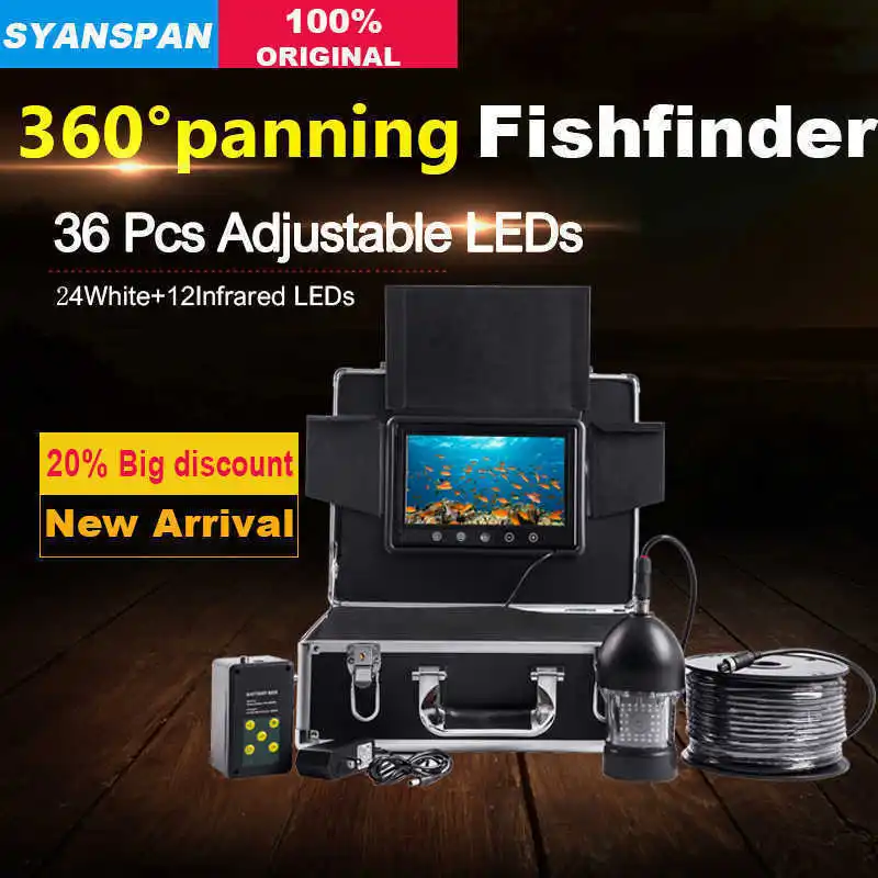 Продажа Рыбопоисковый прибор SYANSPAN, поворот на 360 градусов, водонепроницаемый, 50 м, 9-дюймовый ЖК-монитор, рыбопоисковый прибор, видеокамера HD, подводн...