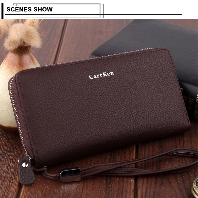 2019 новый дизайн Rfid Блокировка Мужской кожаный длинный клатч большой емкости