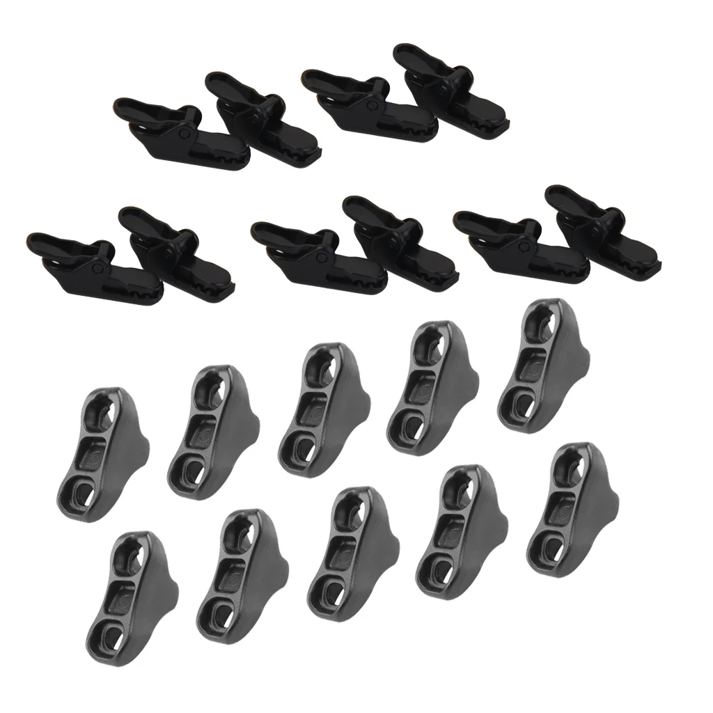 10 X Awning Clamp Tarp Clips Snap Tent Tighten Tool + Rope Tensioner | Спорт и развлечения