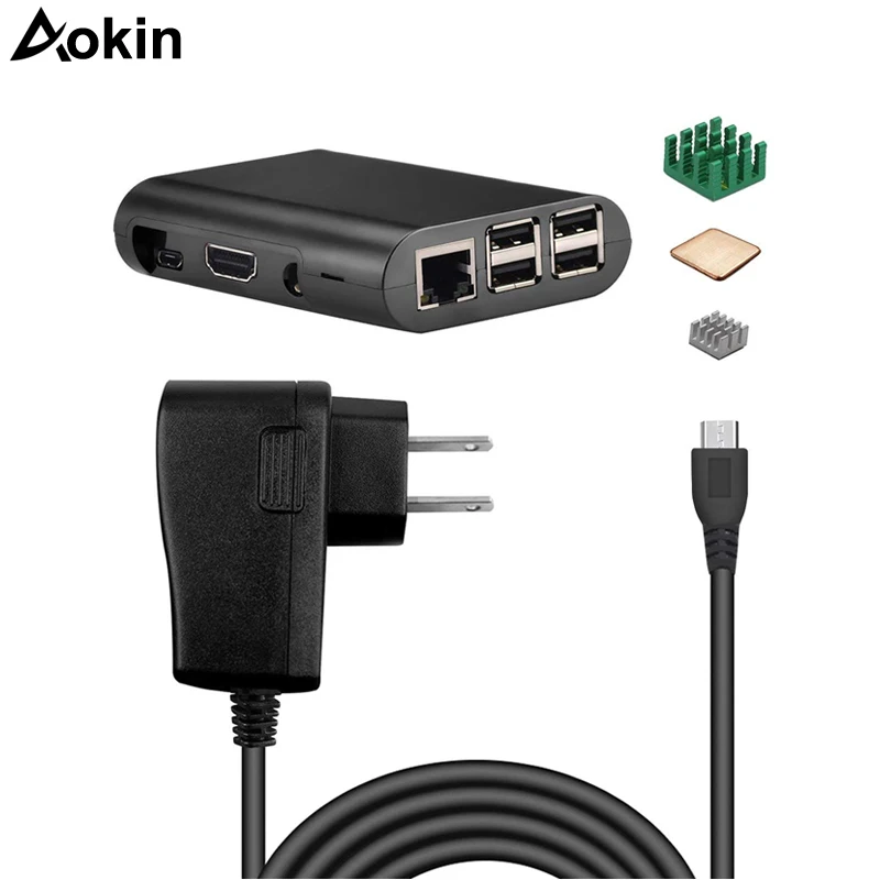 Raspberry Pi 3 Чехол теплоотвод комплект питания в 1 5 2.5A источник защитный чехол для 3/2/b