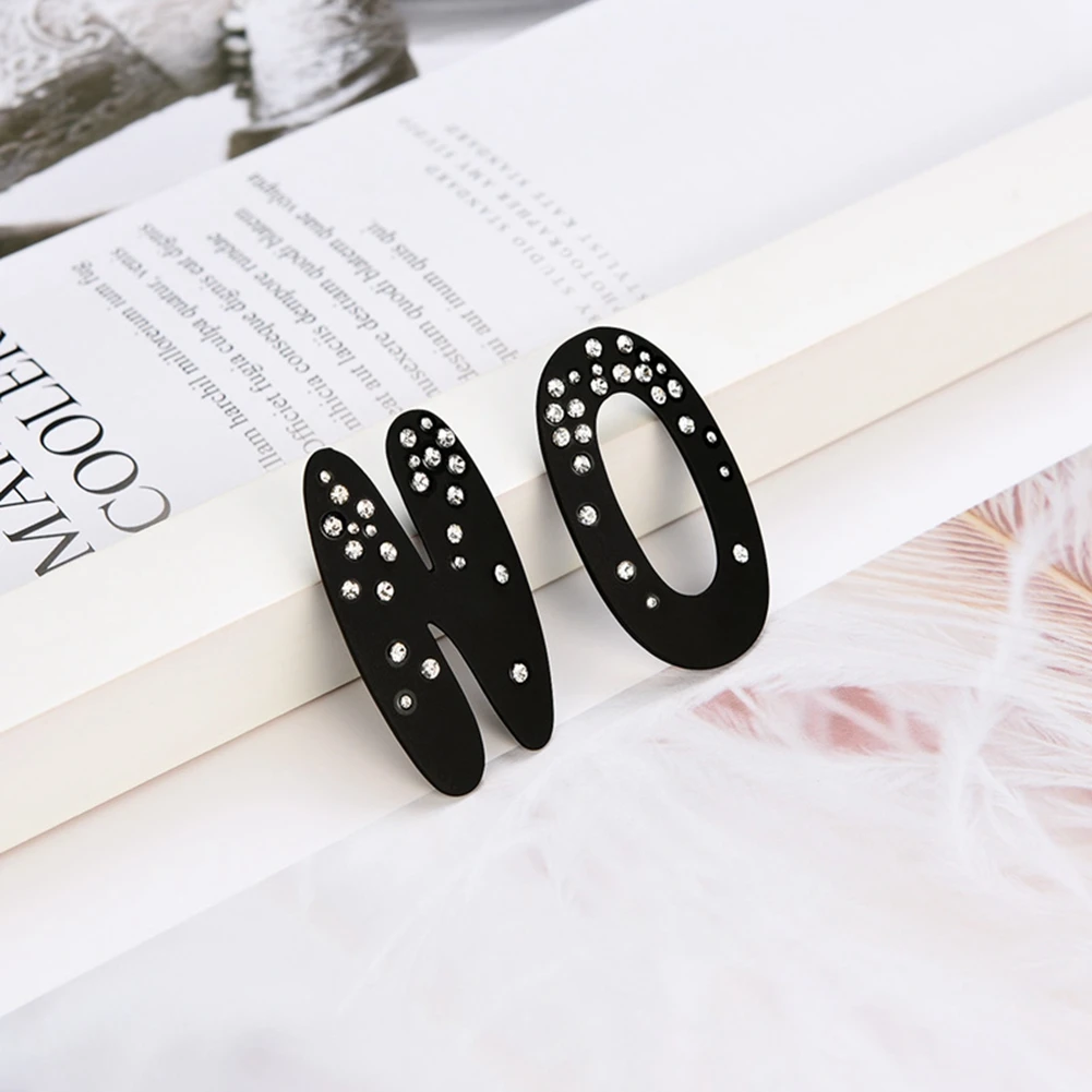 Модная женская девушка 3D письмо Rhinstone ухо шпилька украшение серьги простой