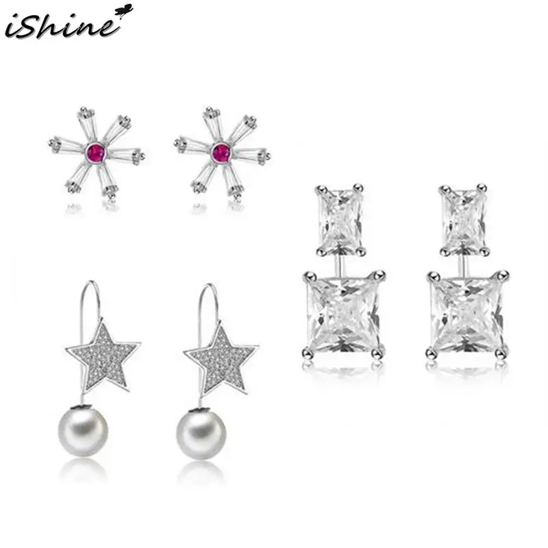 ISHINE Лидер продаж Творческий звезда серьги жемчуг украшения Модные дикие уха