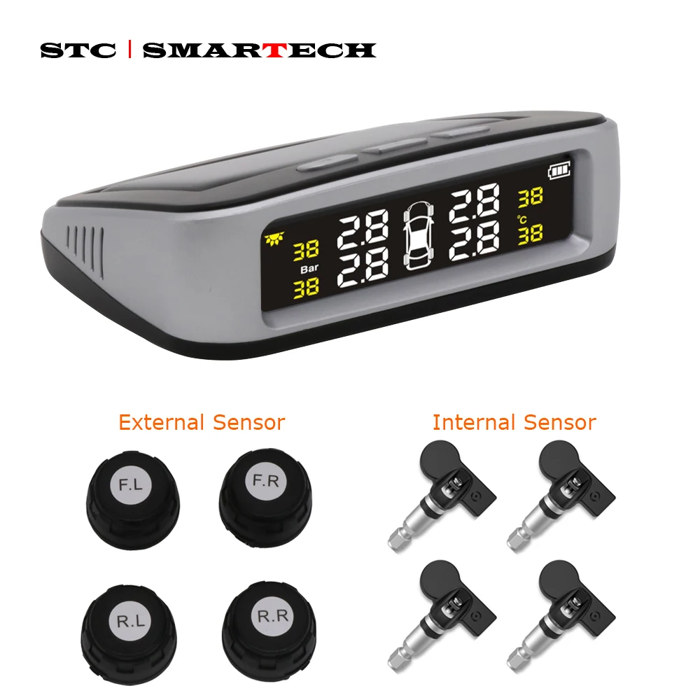 SMARTECH TPMS Солнечный автомобильный датчик давления в шинах с ЖК дисплеем система