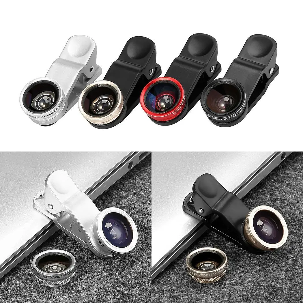 3 in 1 Wide Angle Camera Silver Red Gold Black 0.65X Lens Phone External General 10X | Мобильные телефоны и аксессуары