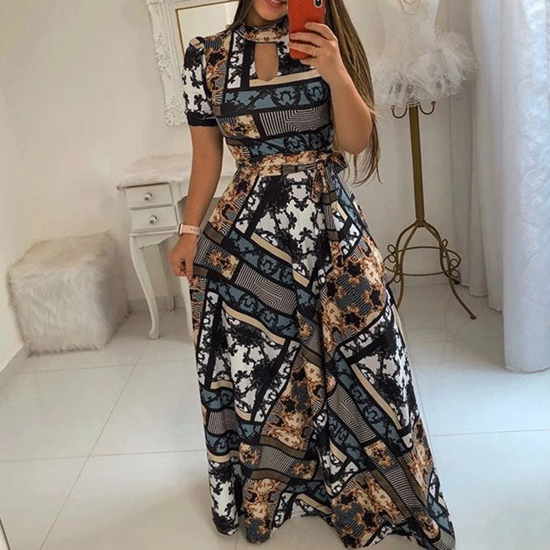Женское элегантное платье сексуальное модное богемное Платье с принтом большие
