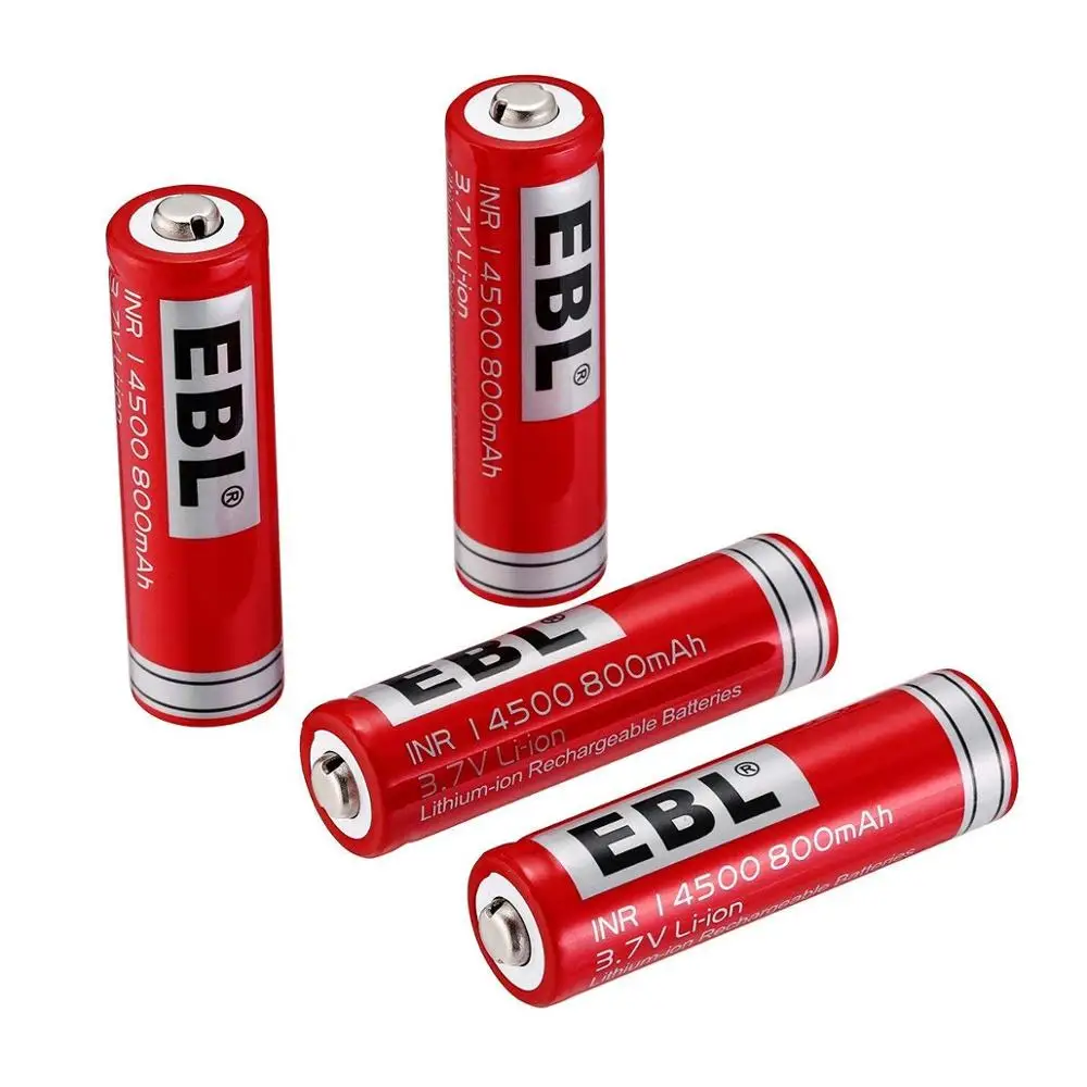 EBL ICR14500 3 7 V 800mAh AA литий ионная аккумуляторная батарея с футляром для