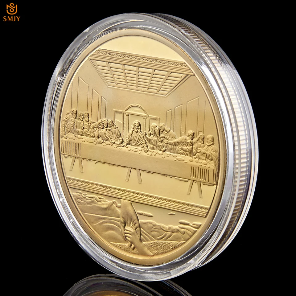 

The Final Dinner Of Leonardo Da Vinci Art Painting Christian Gold Plated Jesus Commemorative Coin Collectibles