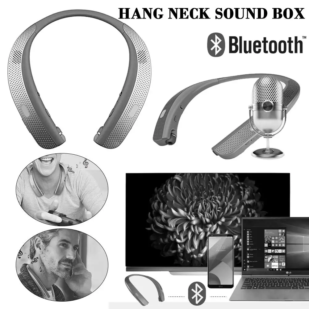 Креативная Шея портативный Bluetooth Динамик Портативный Шейная лямка крепится