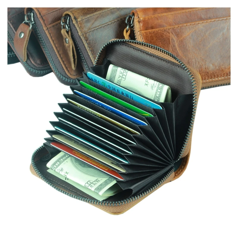 Первый слой кожаная Rfid Кредитная карта аккордеон Корейская пакет набор