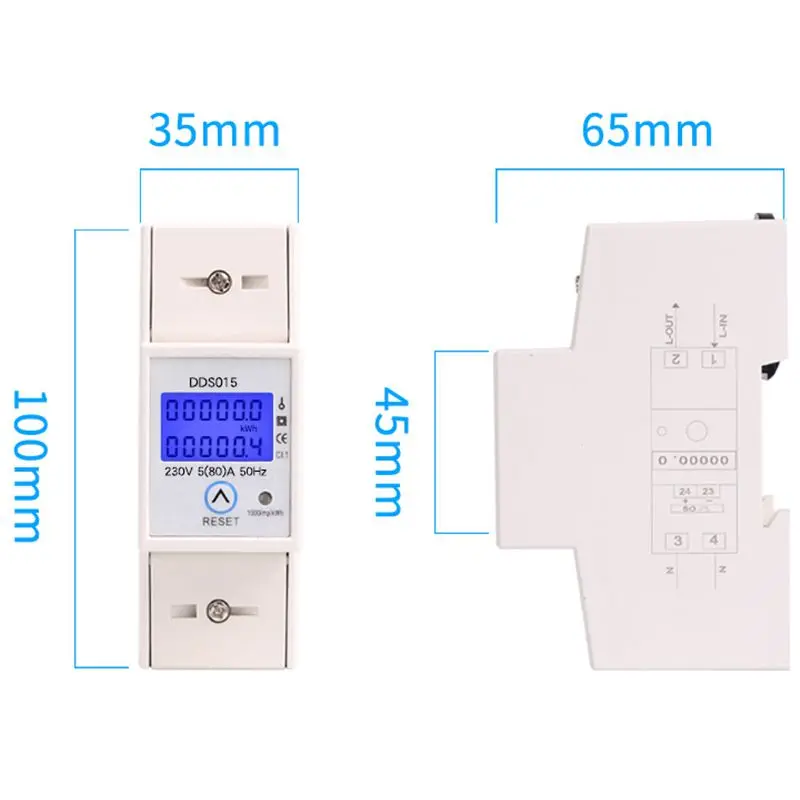 Однофазный ваттметр на Din-рейку потребляемая мощность электронный измеритель