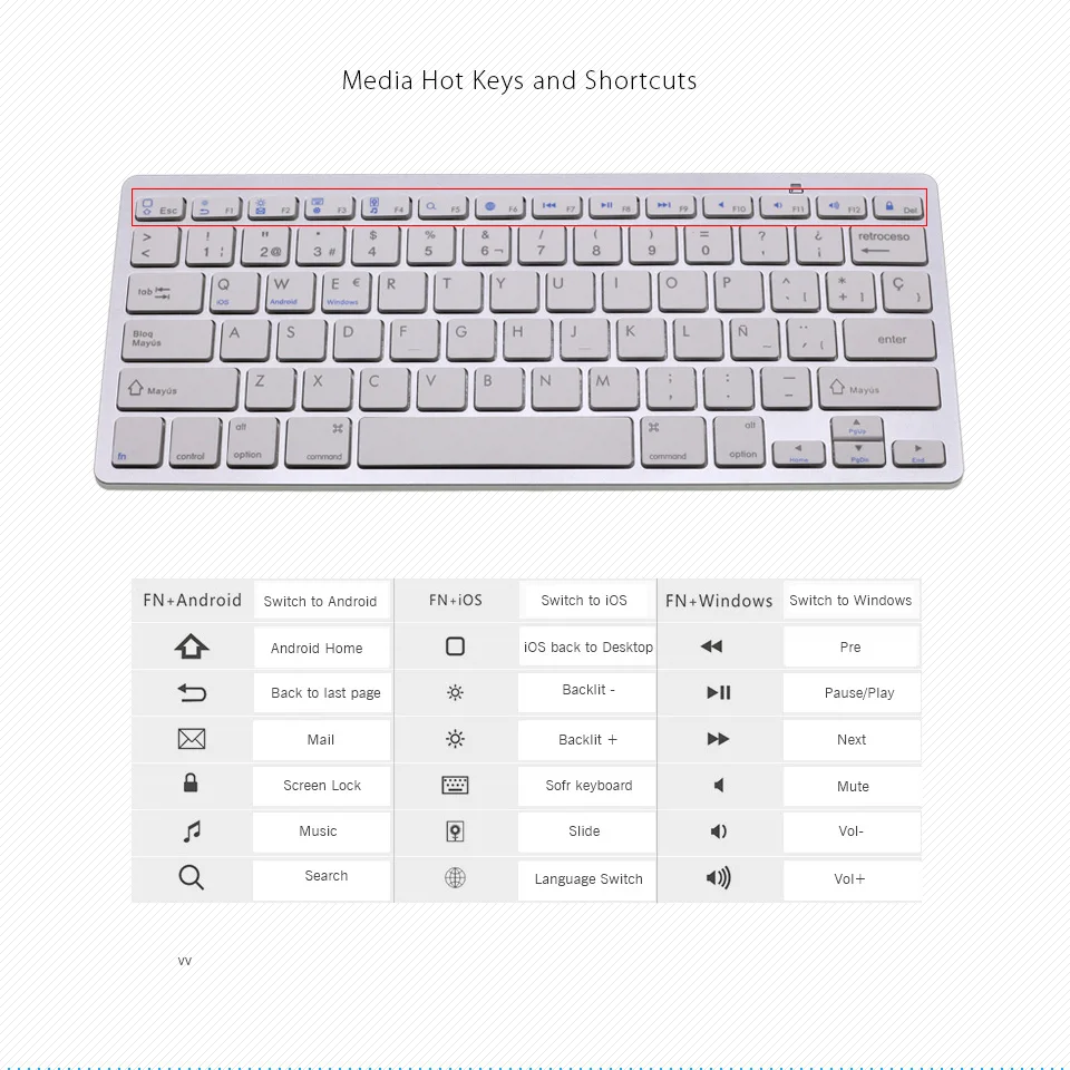 Бесплатная доставка DHL мини испанская Bluetooth клавиатура Espanol для iPad Pro/Surface