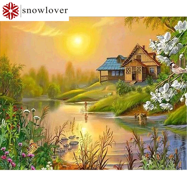 Sonwlover DIY 5D алмазная картина полный квадратный домик в лесу декоративная живопись