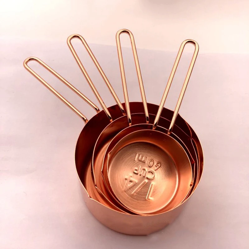 Розовое золото из нержавеющей стали мерные чашки и набор ложек для выпечки торта