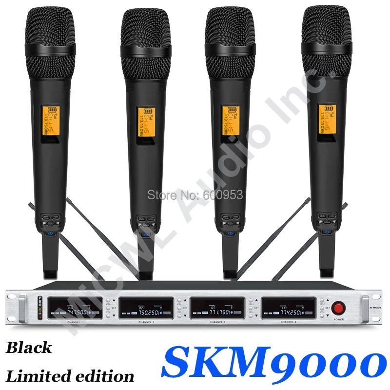 

MICWL SP4 - SKM9000 Pro Radio Wireless DJ & Karaoke Microphone System High-End Gold 4 Handheld UHF LED digital